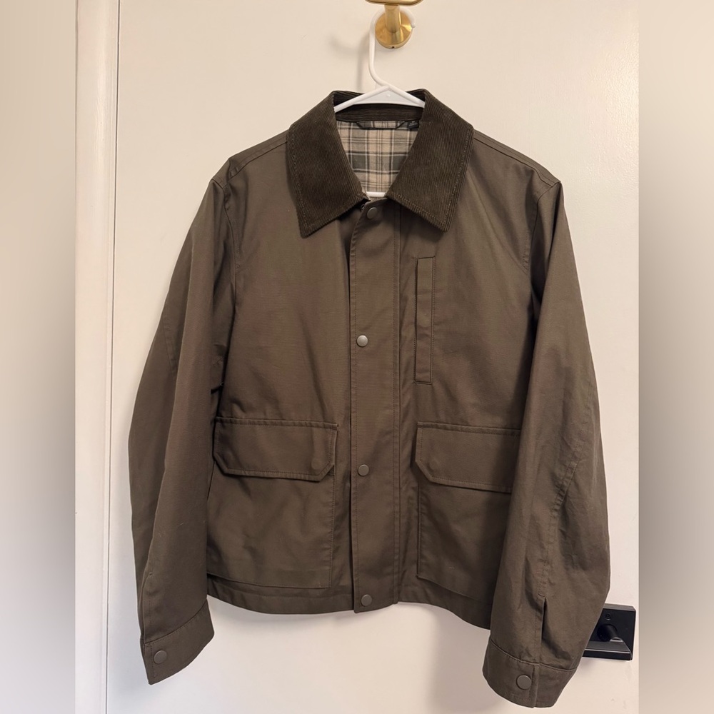 Uniqlo Dark Green Jacket with Corduroy Collar